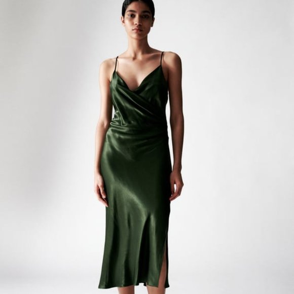 Zara Dresses & Skirts - NWOT Zara Lingerie Draped Midi Dress